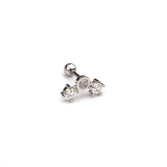 Stainless Steel Inlaid Zircon Flower Ear Bone Nail Body Piercing Jewelry