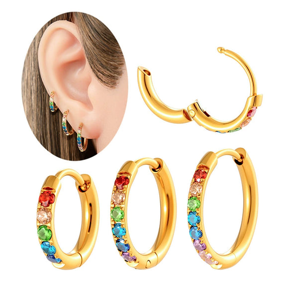 Stainless Steel Inlaid Zircon Geometric Electroplated Unisex Earrings