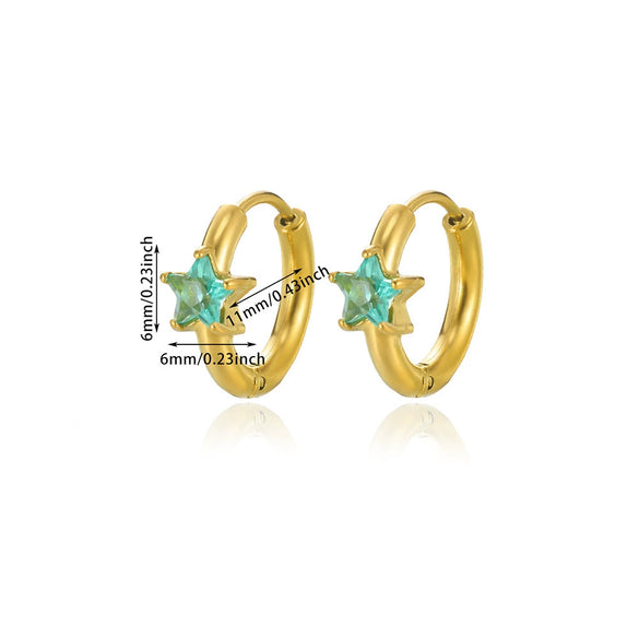 Stainless Steel Inlaid Zircon Geometric Stars Earrings Electroplated Unisex