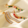 Stainless Steel Inlaid Zircon Geometric Tassel Women's Earrings