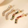Stainless Steel Inlaid Zircon Geometric Tassel Women's Earrings