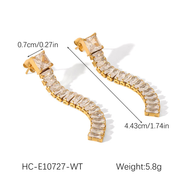 Stainless Steel Inlaid Zircon Geometric Tassel Women's Earrings