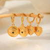 Stainless Steel Inlaid Zircon Heart And Geometric Pendant Earrings With Electroplating For Women