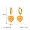 Stainless Steel Inlaid Zircon Heart And Geometric Pendant Earrings With Electroplating For Women