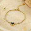 Stainless Steel Inlaid Zircon Heart Bracelet 18K Gold Plated Fashion Style For Women