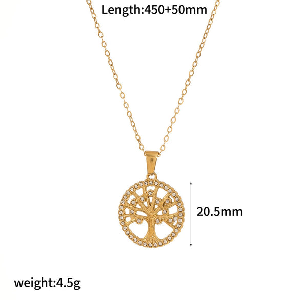 Stainless Steel Inlaid Zircon Necklace Light Luxury Niche Shell Pendant With Star Heart Drop Shape For Women Electroplating O Word Chain