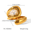 Stainless Steel Inlaid Zircon Open Ring Geometric Pattern Electroplated Hand Jewelry Women's Ins Style