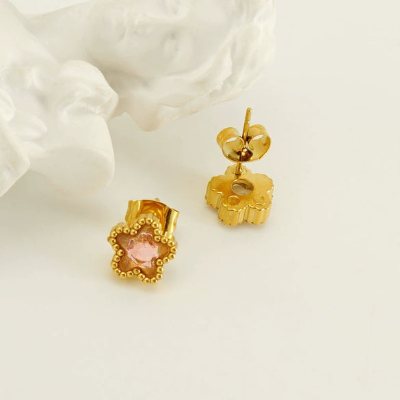 316L Stainless Steel Inlaid Zircon Star Earrings Electroplated Light Luxury Women's Earrings