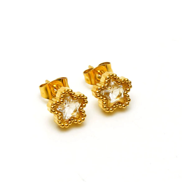 316L Stainless Steel Inlaid Zircon Star Earrings Electroplated Light Luxury Women's Earrings