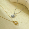 Stainless Steel Inlaid Zircon Sunflower Pendant Snake Bone Chain Necklace Jewelry Electroplated For Women