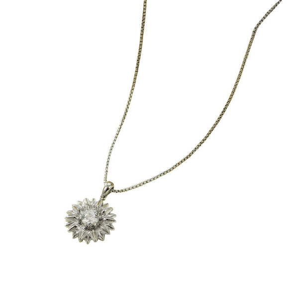 Stainless Steel Inlaid Zircon Sunflower Pendant Snake Bone Chain Necklace Jewelry Electroplated For Women