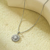 Stainless Steel Inlaid Zircon Sunflower Pendant Snake Bone Chain Necklace Jewelry Electroplated For Women