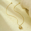 Stainless Steel Inlaid Zircon Sunflower Pendant Snake Bone Chain Necklace Jewelry Electroplated For Women