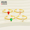 316L Stainless Steel Inlaid Zircon Water Drop Geometric Ring For Women Electroplated
