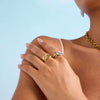 Stainless Steel Ins Style Geometric Wave Asymmetrical Opening Women's Ring With Electroplating