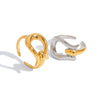 Stainless Steel Ins Style Geometric Wave Asymmetrical Opening Women's Ring With Electroplating