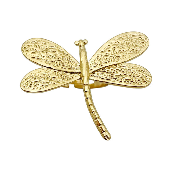 Stainless Steel Insect Dragonfly Embossed Fashion Ring Electroplated