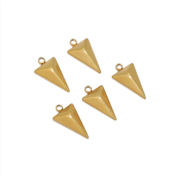 Stainless Steel Inverted Triangle Pyramid Cone Pendant Jewelry Accessories With 18K Gold Color Electroplating