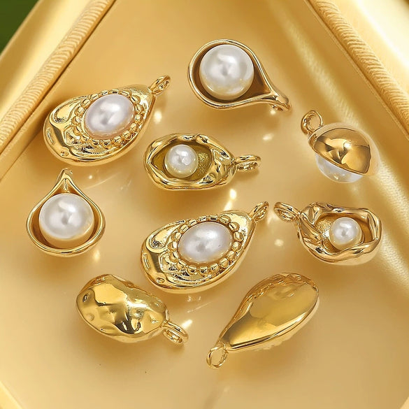 Stainless Steel Irregular Base Pearl Totem Geometric Electroplated Pendant Jewelry Accessories For Necklace And Bracelet