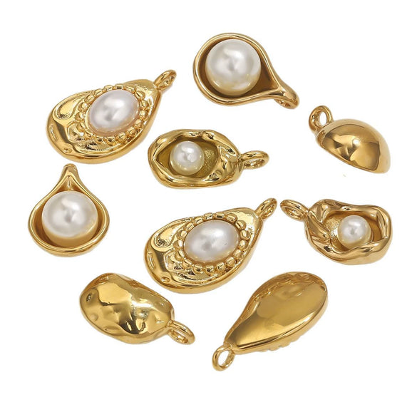 Stainless Steel Irregular Base Pearl Totem Geometric Electroplated Pendant Jewelry Accessories For Necklace And Bracelet