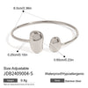 Stainless Steel Irregular Dropshaped Open Bracelet Double Finger Ring Electroplated Geometric Style