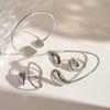 Stainless Steel Irregular Dropshaped Open Bracelet Double Finger Ring Electroplated Geometric Style