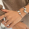 Stainless Steel Irregular Dropshaped Open Bracelet Double Finger Ring Electroplated Geometric Style