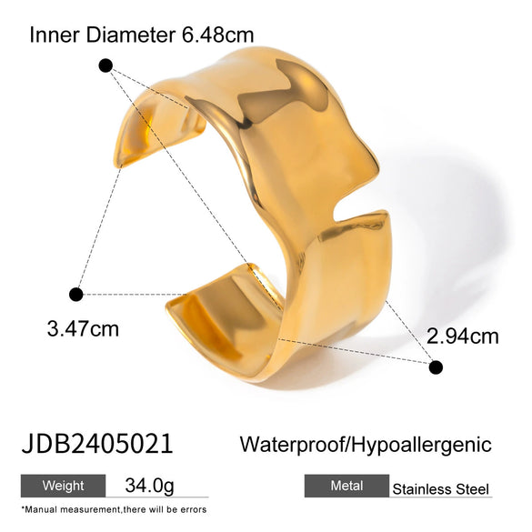 Stainless Steel Irregular Exaggerated Widefaced Open Bracelet Electroplating Geometric Style