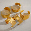 Stainless Steel Irregular Exaggerated Widefaced Open Bracelet Electroplating Geometric Style