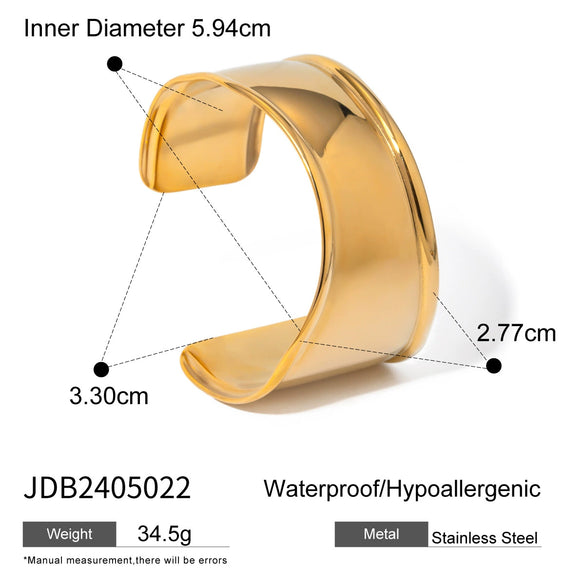 Stainless Steel Irregular Exaggerated Widefaced Open Bracelet Electroplating Geometric Style