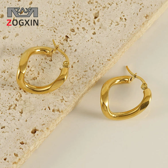 316L Stainless Steel Irregular Geometric Electroplated Women's Earrings