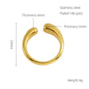 316L Stainless Steel Irregular Geometric Opening Adjustable Ring Unisex Electroplated