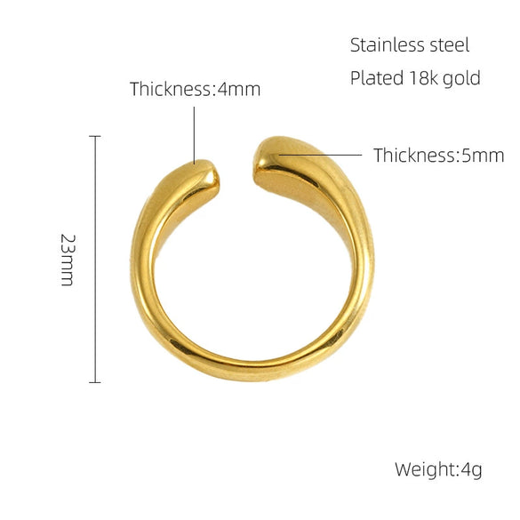 316L Stainless Steel Irregular Geometric Opening Adjustable Ring Unisex Electroplated