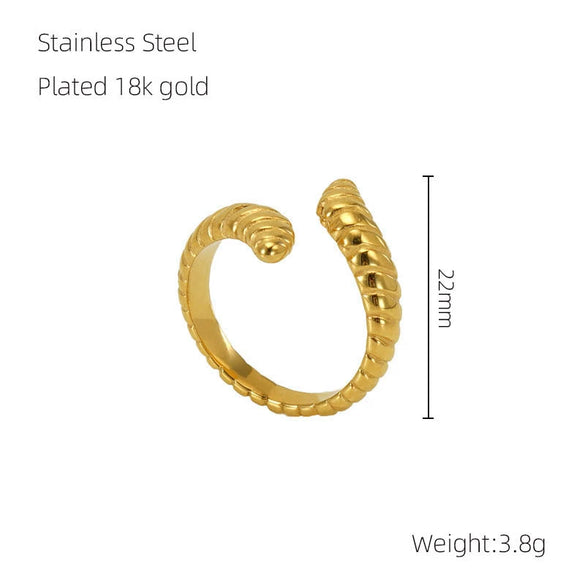 316L Stainless Steel Irregular Geometric Opening Adjustable Ring Unisex Electroplated
