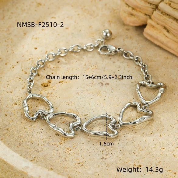 Stainless Steel Irregular Hollow Love Buckle Bracelet Unisex Women's Fashion Minimalist Electroplated