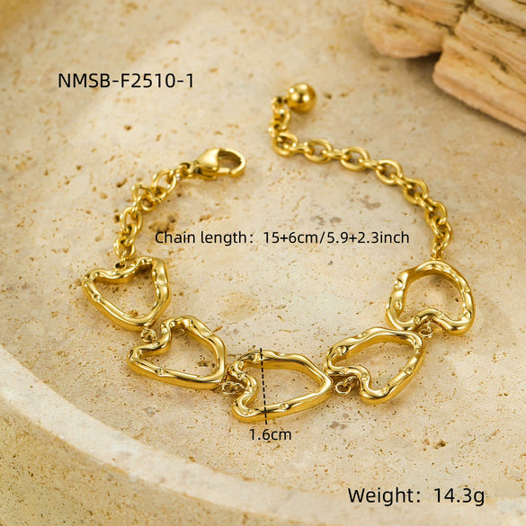 Stainless Steel Irregular Hollow Love Buckle Bracelet Unisex Women's Fashion Minimalist Electroplated