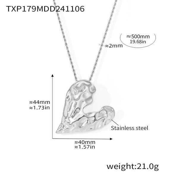 Stainless Steel Irregular Karst Peach Heart Light Luxury Necklace And Earrings Set Pvd Gold Plated