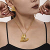 Stainless Steel Irregular Karst Peach Heart Light Luxury Necklace And Earrings Set Pvd Gold Plated