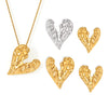 Stainless Steel Irregular Karst Peach Heart Light Luxury Necklace And Earrings Set Pvd Gold Plated