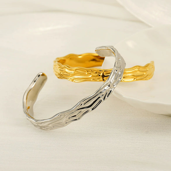 316L Stainless Steel Irregular Lava Adjustable Women's Bracelet With Electroplating