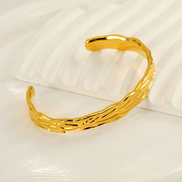 316L Stainless Steel Irregular Lava Adjustable Women's Bracelet With Electroplating