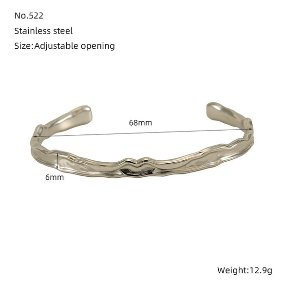 316L Stainless Steel Irregular Lava Adjustable Women's Bracelet With Electroplating