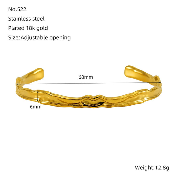 316L Stainless Steel Irregular Lava Adjustable Women's Bracelet With Electroplating