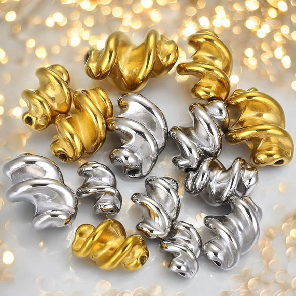 Stainless Steel Irregular Twist Beaded Pendant Electroplated Totem Baroque Style Bracelet Necklace Accessories