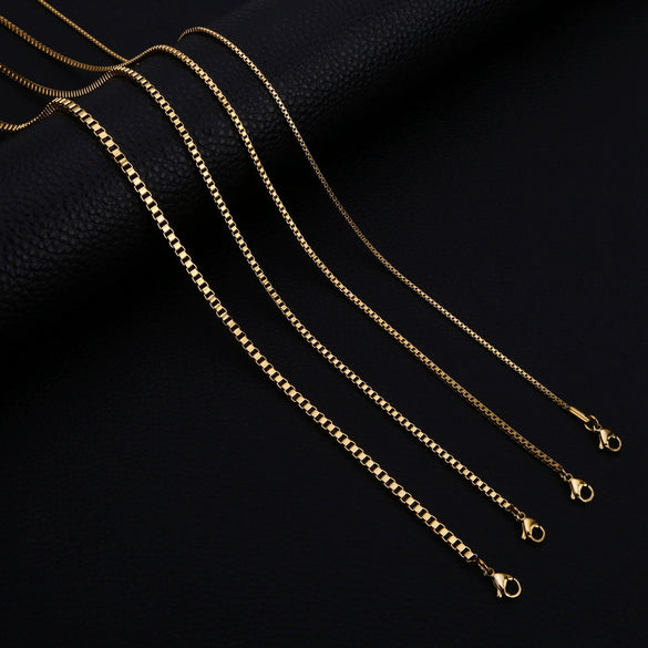 Stainless Steel Jewelry Accessories Box Chain With Geometric Style Wave Letters Numbers Text Electroplated For Unisex