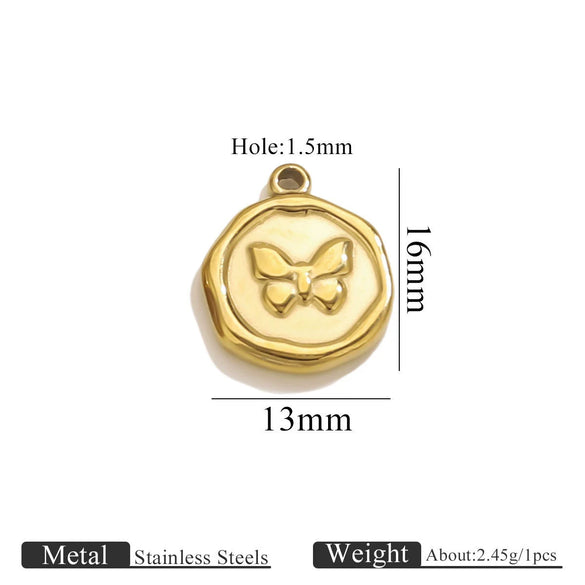 Stainless Steel Jewelry Accessories Butterfly Heart Cross Round Pendant Bracelet Necklace Earrings Electroplated