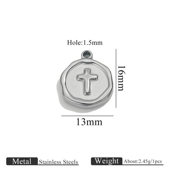 Stainless Steel Jewelry Accessories Butterfly Heart Cross Round Pendant Bracelet Necklace Earrings Electroplated