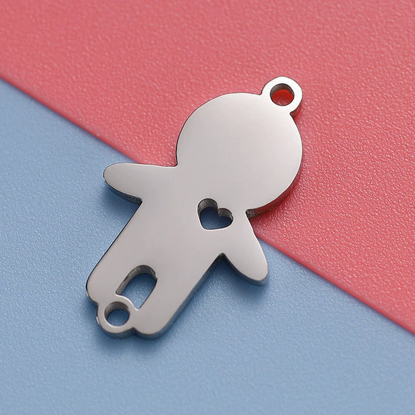 Stainless Steel Jewelry Accessories Double Hole Heart Pendant With Electroplating And Polished Finish