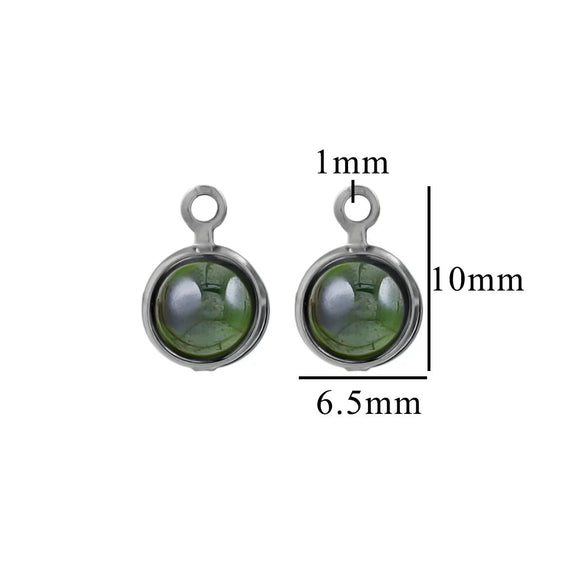 Stainless Steel Jewelry Accessories Natural Geometric Round Birthstone Necklace Earrings Electroplated