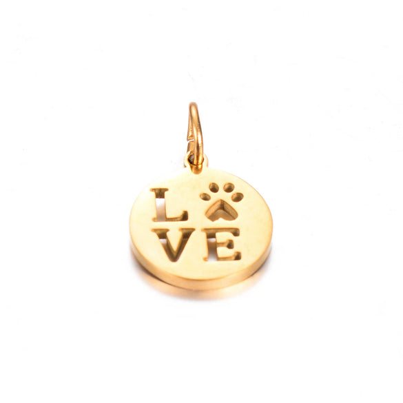 Stainless Steel Jewelry Accessories Pendant With Polished Cut Out Love Letter Cat Paw Dog Paw And Geometric Shape Electroplated